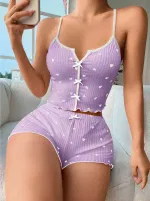 Lila Kalp Askılı Şort Takım Lily Bianca 13017 Lila farklı açı