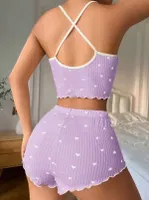 Lila Kalp Askılı Şort Takım Lily Bianca 13017 Lila görsel 4
