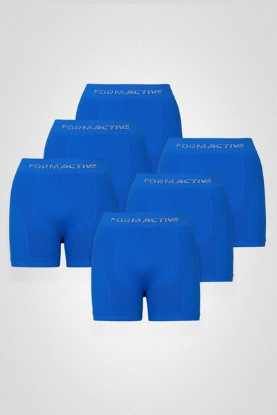 Mavi Microfiber Likralı Sentetik Yapılı Erkek Boxer 6lı Set FormActive 4400 - 6 ADET