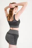 Melanjlı Dikişsiz Yüksek Bel Toparlayıcı Spor Şort FormActive 1725 Siyah görsel 10