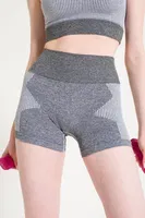 Melanjlı Dikişsiz Yüksek Bel Toparlayıcı Spor Şort FormActive 1725 Beyaz