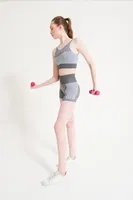 Melanjlı Dikişsiz Yüksek Bel Toparlayıcı Spor Şort FormActive 1725 Beyaz detay görünüm