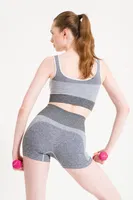 Melanjlı Dikişsiz Yüksek Bel Toparlayıcı Spor Şort FormActive 1725 Beyaz farklı açı