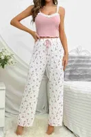 Askılı Şık Üstü Dantel İşlemeli Baskılı Pijama TakımıMerry See MS4423 Çok Renkli Çok Renkli görsel 4