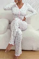 Baskılı Özel Kumaş Pijama Takımı Beyaz Merry See MS4006 Beyaz Beyaz görsel 4
