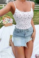 Çiçek Desenli Askılı Atlet Bluz Crop Top Merry See MS 3906 Çok Renkli Çok Renkli