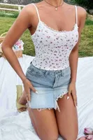 Çiçek Desenli Askılı Atlet Bluz Crop Top Merry See MS 3906 Çok Renkli Çok Renkli farklı açı