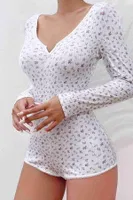 Merry See Çiçek Desenli Tasarım Tulum Gecelik Body Çok Renkli MS 2366 Çok Renkli