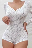 Merry See Çiçek Desenli Tasarım Tulum Gecelik Body Çok Renkli MS 2366 Çok Renkli görsel 4