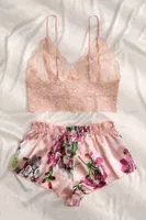 Dantel Büstiyerli Çiçekli Sütyen Şort Pijama Takımı Merry See MS3261 Çok Renkli Çok Renkli detay görünüm