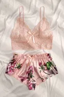 Dantel Büstiyerli Çiçekli Sütyen Şort Pijama Takımı Merry See MS3261 Çok Renkli Çok Renkli farklı açı