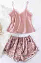 Dantel İşlemeli Çiçek Desenli Pembe Şort Pijama Takımı Merry See MS3260 