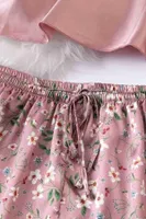 Dantel İşlemeli Çiçek Desenli Pembe Şort Pijama Takımı Merry See MS3260  Pembe görsel 4