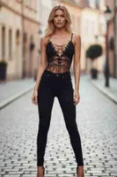 Merry See Dantel İşlemeli Siyah Şık Body Gecelik Siyah
