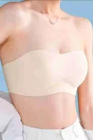 Merry See Dikişsiz Balensiz Çıkarılır Pedli Lazer Kesim Kaydırmaz Şeffaf Silikonlu Straplez Sütyen AN2003 Ekru Ekru farklı açı