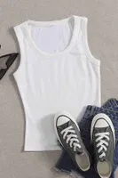 Merry See Düz Renk Kadın Kolsuz Bluz Crop Top Beyaz Beyaz görsel 5