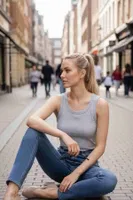 Düz Renk Kadın Kolsuz Bluz Crop Top Gri Merry See MS 3905 Gri Gri farklı açı