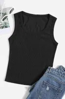 Düz Renk Kadın Kolsuz Bluz Crop Top Siyah Merry See 4586 Siyah görsel 5