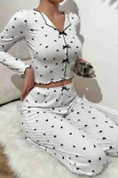 Kalp Baskılı Uzun Kollu Pijama Takımı Beyaz Merry See MS4425 Beyaz Beyaz detay görünüm