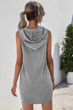 Merry See Merry See Kapüşonlu Kolsuz Elbise MS 2369 - Gri - Alternatif Görünüm