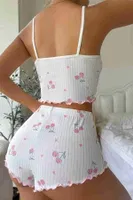 Kiraz Baskılı Askılı Şortlu Pijama Takımı Beyaz Merry See MS2381 Beyaz Beyaz detay görünüm