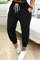 Lastik Paça Yüksek Bel Cepli Eşofman Altı Jogger Siyah Merry See MS4014 Siyah Siyah