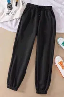 Lastik Paça Yüksek Bel İçi Şardonlu Özel Kumaş Eşofman Altı Jogger Merry See MS4000 Siyah Siyah görsel 4