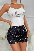 Love Kalp Baskılı Şortlu Pijama Takımı Merry See MS2387 Çok Renkli Çok Renkli farklı açı
