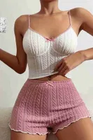 Özel Kumaş Askılı Şortlu Pijama Takımı Merry See MS4304 Çok Renkli Çok Renkli