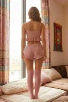 Örme Kumaş Askılı Şortlu Pijama Takımı Pembe Merry See MS 4076 Pembe farklı açı