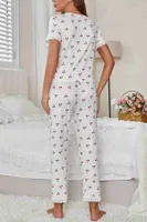 Güpür Dantelli Kiraz Baskılı Kısa Kollu Pijama Takımı Merry See MS2395 Beyaz Beyaz farklı açı