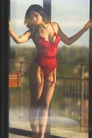 Merry See Seksi Jartiyer Takım+ ÇORAP HEDİYELİ Kırmızı Kırmızı