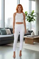Kalın Askılı Polarlı Kadın Pijama Takımı Merry See MS 40819 Beyaz