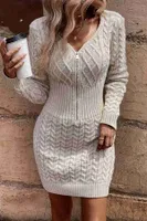 Uzun Kollu Fermuarlı Triko Örme Mini Elbise Bej Merry See MS3802 Bej Bej