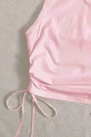 Yanları Büzgülü Kolsuz Bluz Crop Top Atlet Pembe Merry See MS3903 Pembe görsel 4