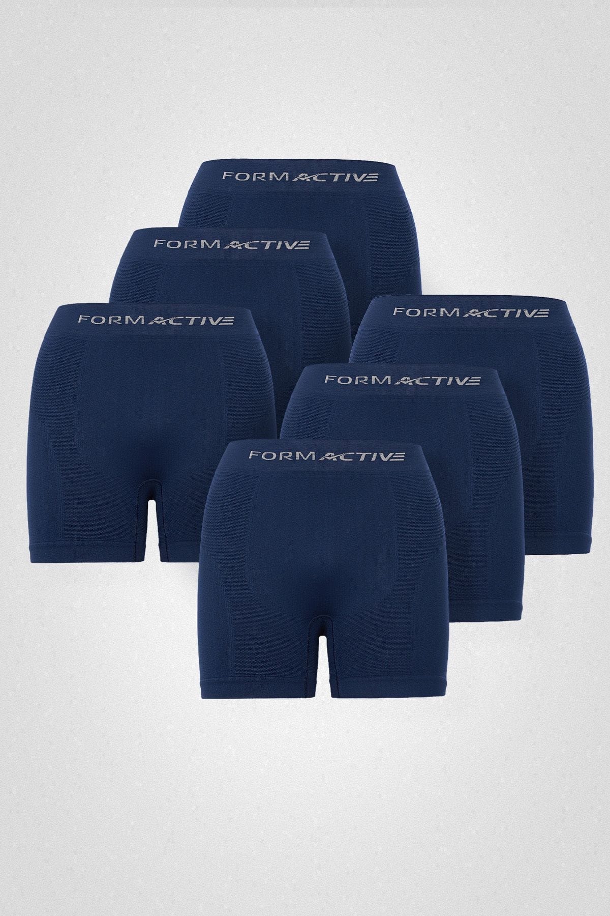 Lacivert Microfiber Likralı Sentetik Yapılı Erkek Boxer 6lı Set FormActive 4400 - 6 ADET