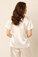 Gömlek Yaka Saten Pijama Üst Miorre 001-001161 Ekru farklı açı