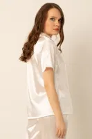 Gömlek Yaka Saten Pijama Üst Miorre 001-001161 Ekru görsel 4