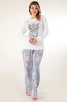 Çiçekli Kadın Pijama Takımı Miorre 001-015079 Beyaz