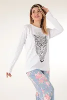 Çiçekli Kadın Pijama Takımı Miorre 001-015079 Beyaz farklı açı