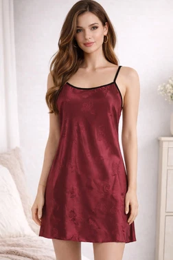 Miorre Gül Desenli Saten Mini Fantezi Gecelik Miorre 001-000887