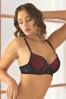 Kırmızı Kaplı Dantelli Push-Up Dolgulu Sütyen Miorre 148-006015 Siyah