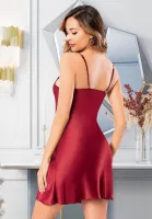 Basic Dantelli Kadın Saten Gecelik Miss Laris 2073 Bordo detay görünüm