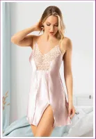 Kısa Yırtmaçlı Askılı Saten Gecelik Miss Laris 2110 Görsel