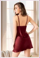 Yakası Dantelli Ayar Askılı Saten Gecelik Miss Laris 2145 Görsel detay görünüm