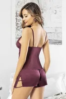 Mor Kadın Saten Şortlu Takım Miss Laris 3024 Mor detay görünüm