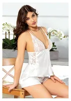 Göğüs Dekolteli Saten Şortlu Kadın Pijama Takım Miss Laris 3065 Görsel