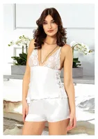 Göğüs Dekolteli Saten Şortlu Kadın Pijama Takım Miss Laris 3065 Görsel detay görünüm