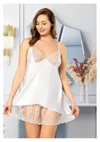 Büyük Beden İnce Askıkı Saten Gecelik Miss Laris 4023 Beyaz