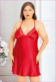 Miss Laris Kırmızı Askılı Mini Kırmızı Gecelik Miss Laris 4026